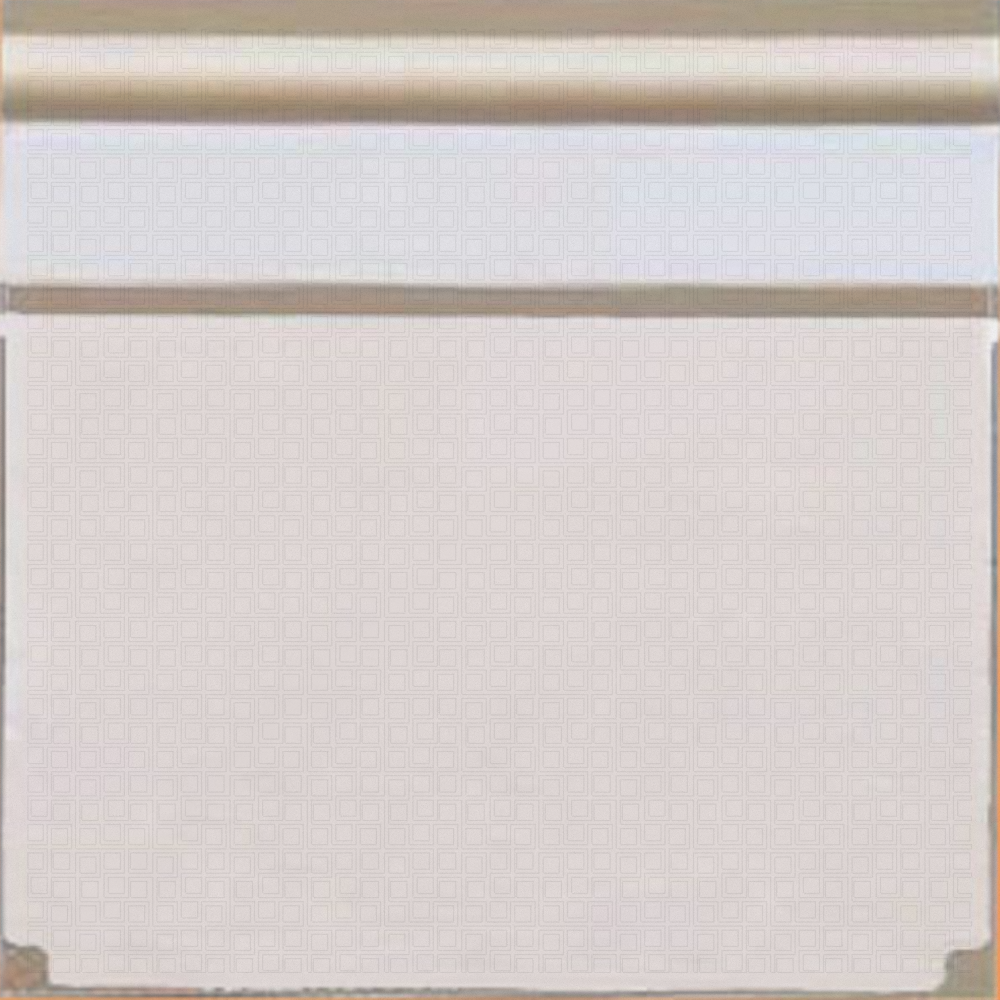 White textured wall panel with subtle square pattern and beige trim on white background