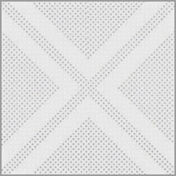 White geometric wall panel with triangle dot pattern on white background