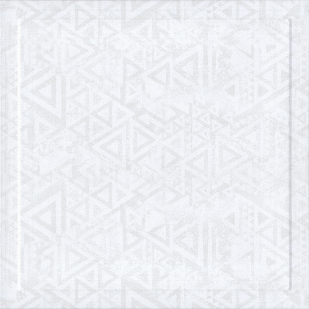 White wall panel with light grey triangle pattern texture on white background