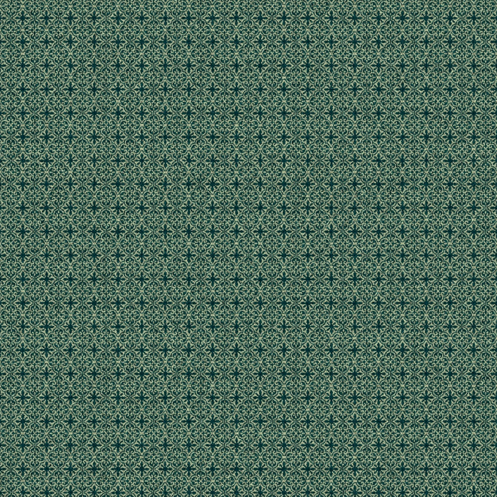 Dark green wallpaper with light beige floral pattern on white background