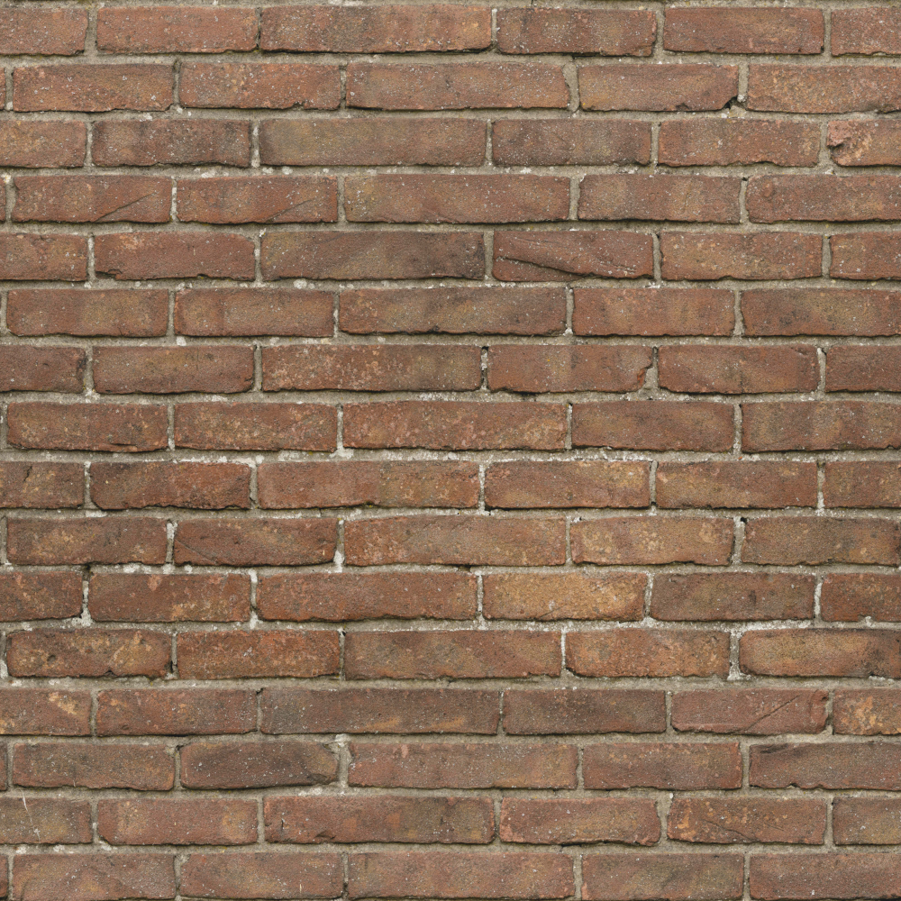 Red brick wall texture with grey mortar joints on white background