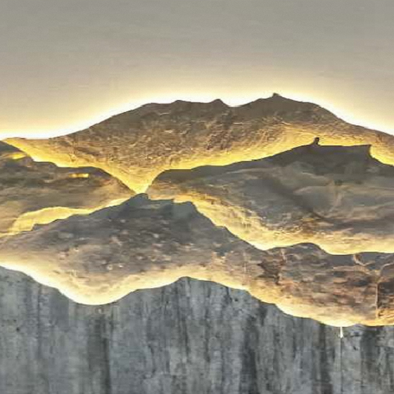 Stylish Yellow Transparent Stone Wall Panel Material 3D Model