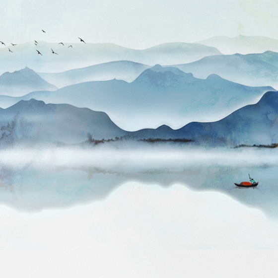 Modern New Chinese Style Light Luxury 3D Model in Blue