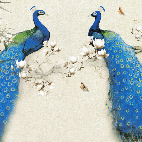 Green Modern Chinese Style Wallpaper 3D Model