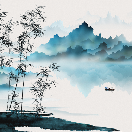 Modern New Chinese Style Light Luxury 3D Model in Blue and Black