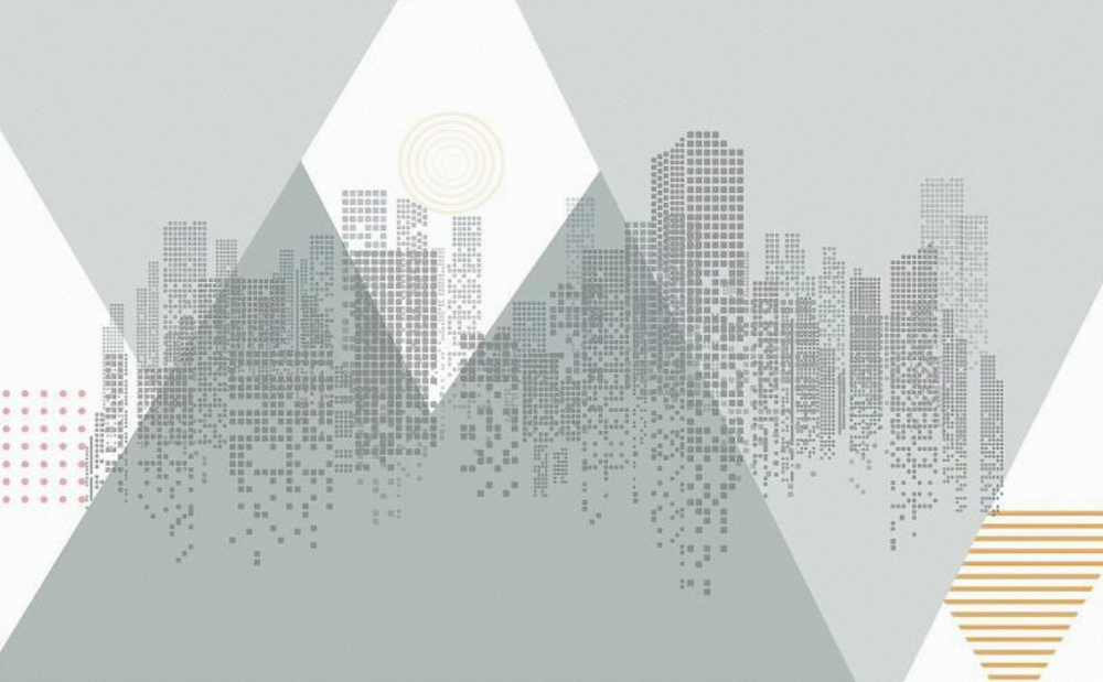 Nordic wind minimalist city high-rise silhouette background wall paper mural abstract night view mosaic sofa bed wall cloth L