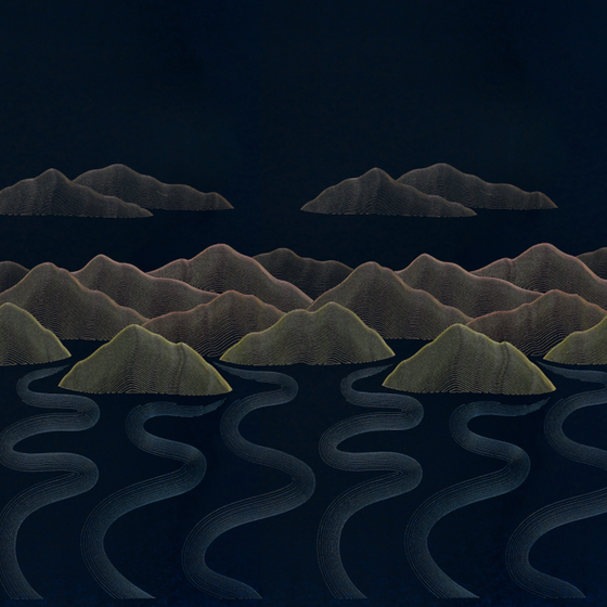 Neo-Chinese Wall Cloth Embroidery 3D Model in Black Finish