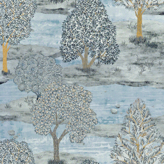 Blue Neo-Chinese Jacquard Wallpaper 3D Model for Elegant Interiors