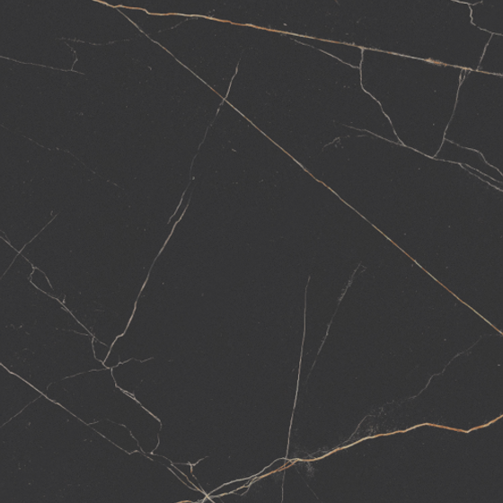 Dark grey marble slab with white and gold veins on black background