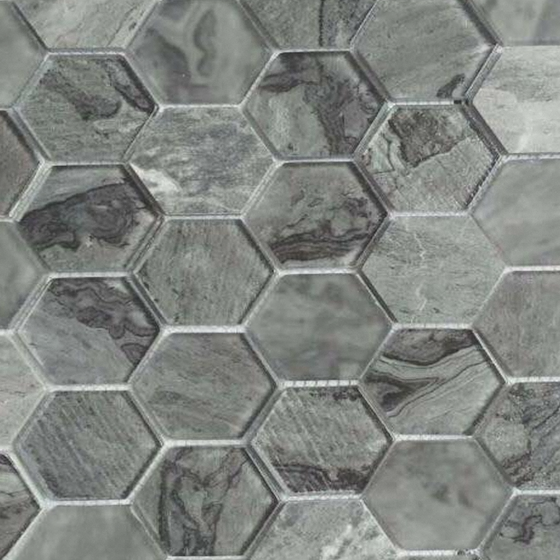 Gray Hexagonal Jade Mosaic Wall Tile 3D Model