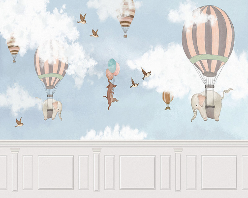 Creative cartoon wallpaper Cute children's room wallpaper simple modern background wall boys and girls bedroom environmental hand-painted