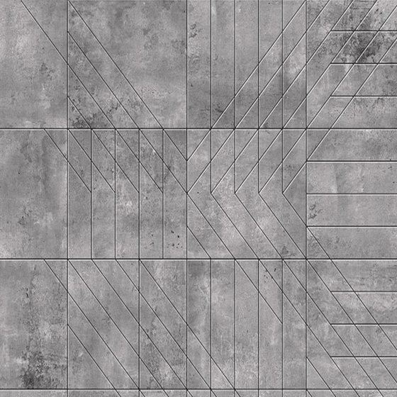 Yixuan Mural 12 Cement Wall Cloth Grid in Gray