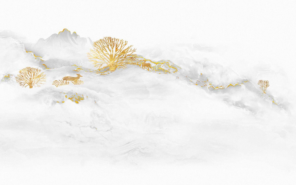 Aiyixuan mural - Gold line marble elk