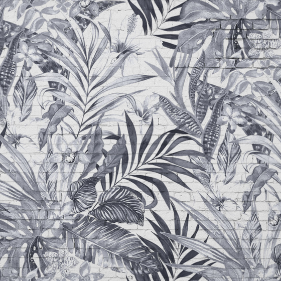 Nordic Hand-Painted Tropical Plant Wallpaper 3D Model in Beige