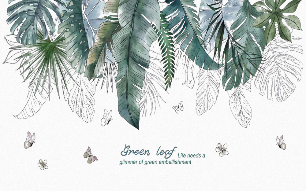 AYixuan Mural - Tropical Plants Nordic Green Plants Leaves (1)