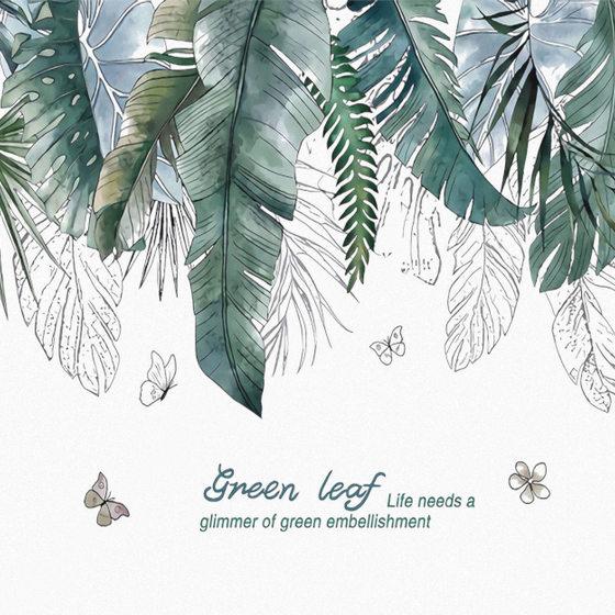 Tropical Plants Mural 3D Model in Green