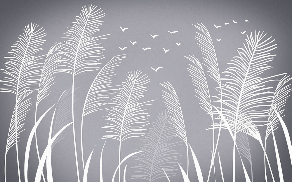 A【Yixuan Mural】Taobao Store - Wheat Ears, Reeds, Nordic Background Wall Gray G3665 Minimalist
