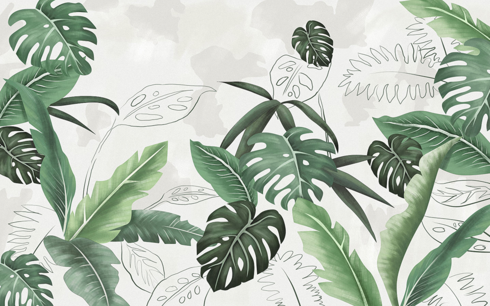 Yixuan Mural from Taobao - Tropical Plants and Leaves