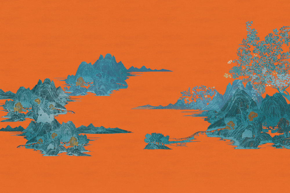 Beetle Inca embroidery-wallpaper wall covering