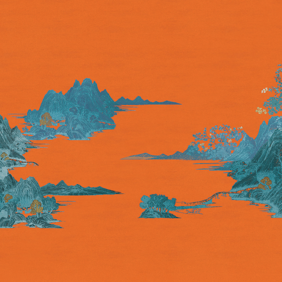 Beetle Inca embroidery-wallpaper wall covering