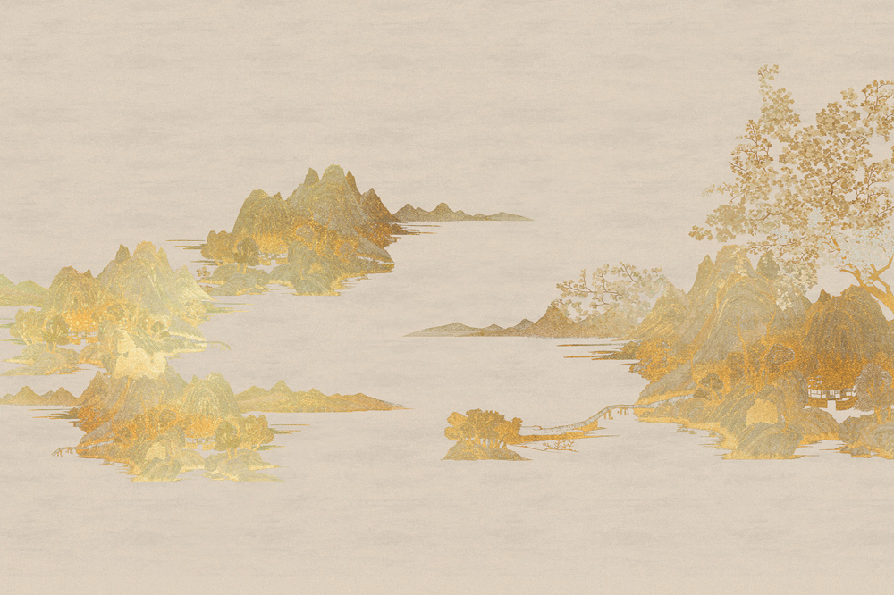 Beetle Inca embroidery-wallpaper wall covering