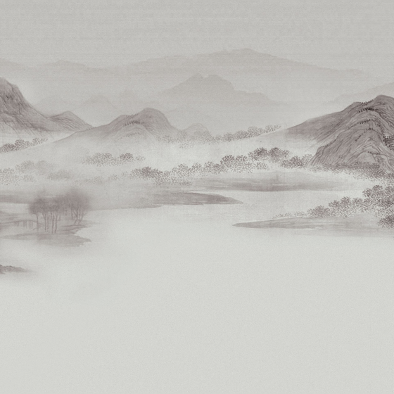 Art Xuan Mural New Chinese Modern Ink Landscape Abstract Ink Landscape Black and White Small Boat Flying Birds (3)