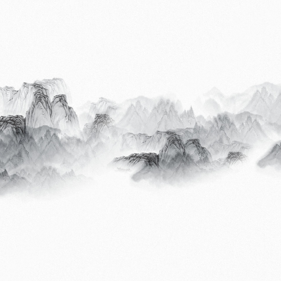 Black and White Ink Landscape Mural 3D Model for Elegant Interiors