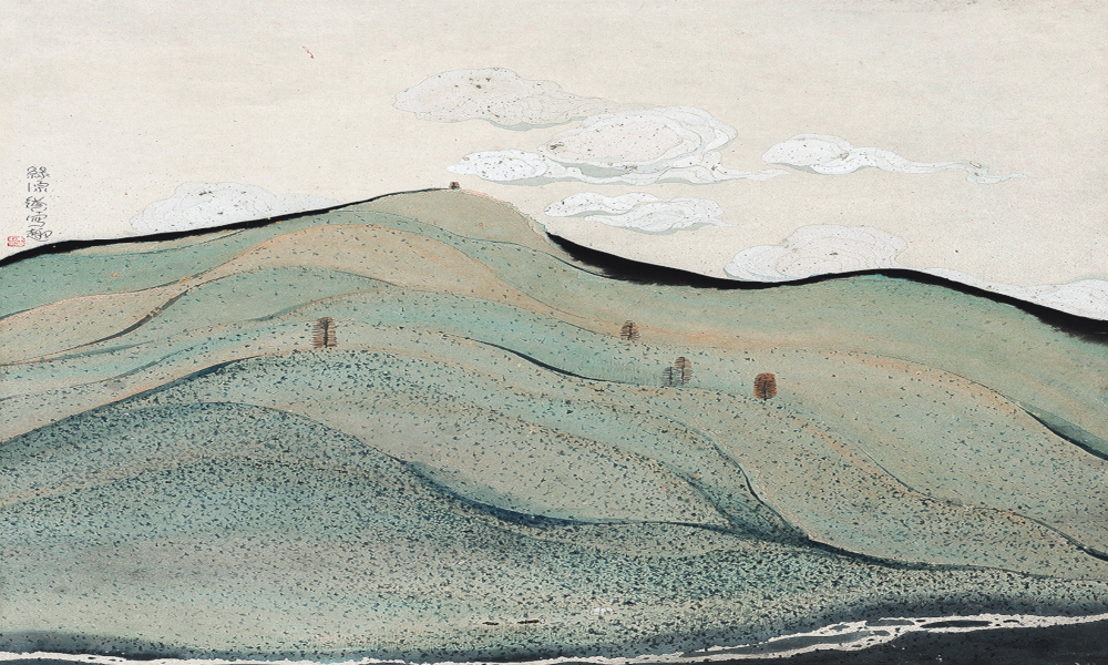 Art Xuan Mural Chinese Mountain Abstract Oil Painting Background Wall Fabric