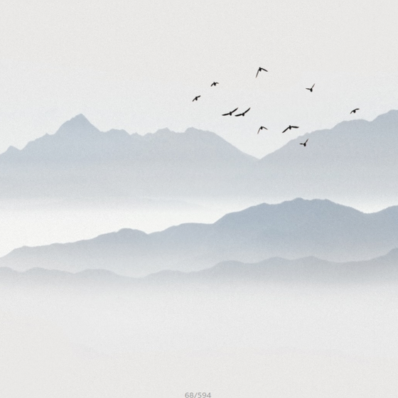 Elegant Light Blue Distant Mountains Mural 3D Model