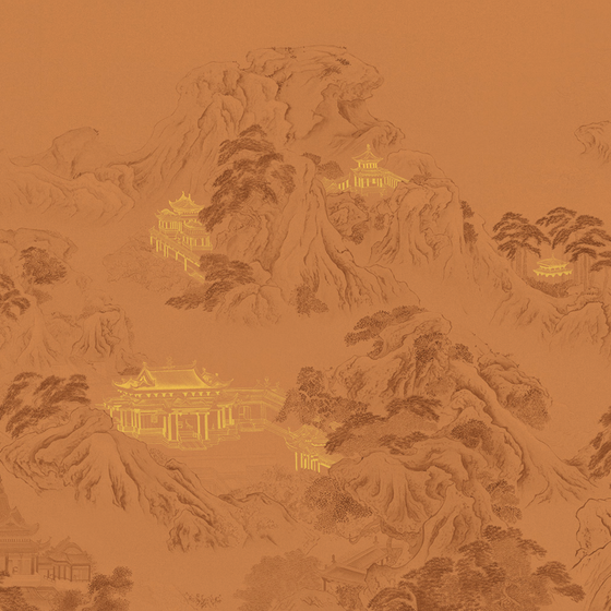 Beetle Inca embroidery-wallpaper wall covering