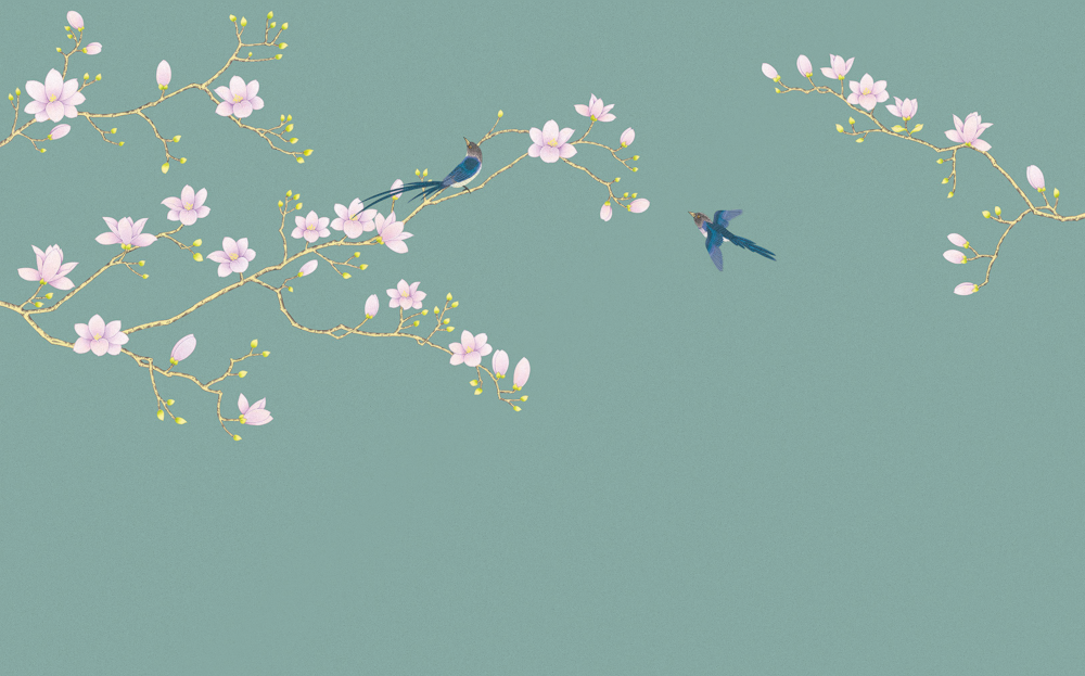 Beetle Inca embroidery-wallpaper wall covering