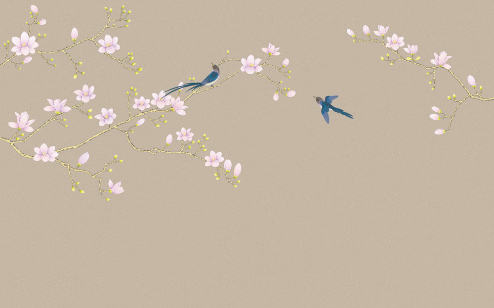 Beetle Inca embroidery-wallpaper wall covering