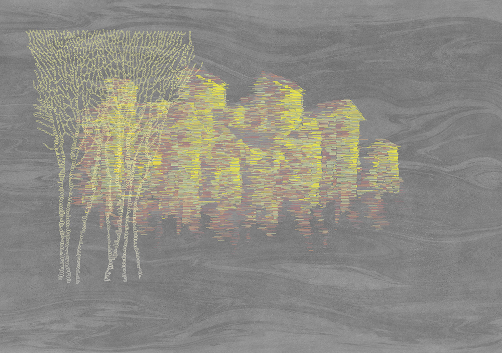 Beetle Inca embroidery-wallpaper wall covering