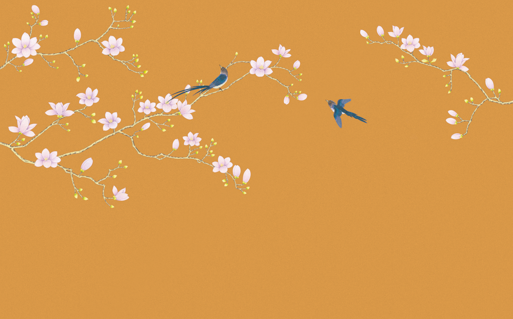 Beetle Inca embroidery-wallpaper wall covering