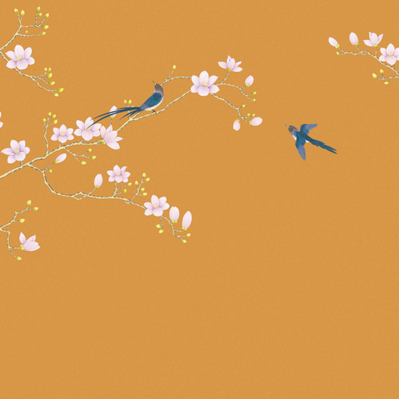 Beetle Inca Embroidery 3D Wallpaper Model in Pink