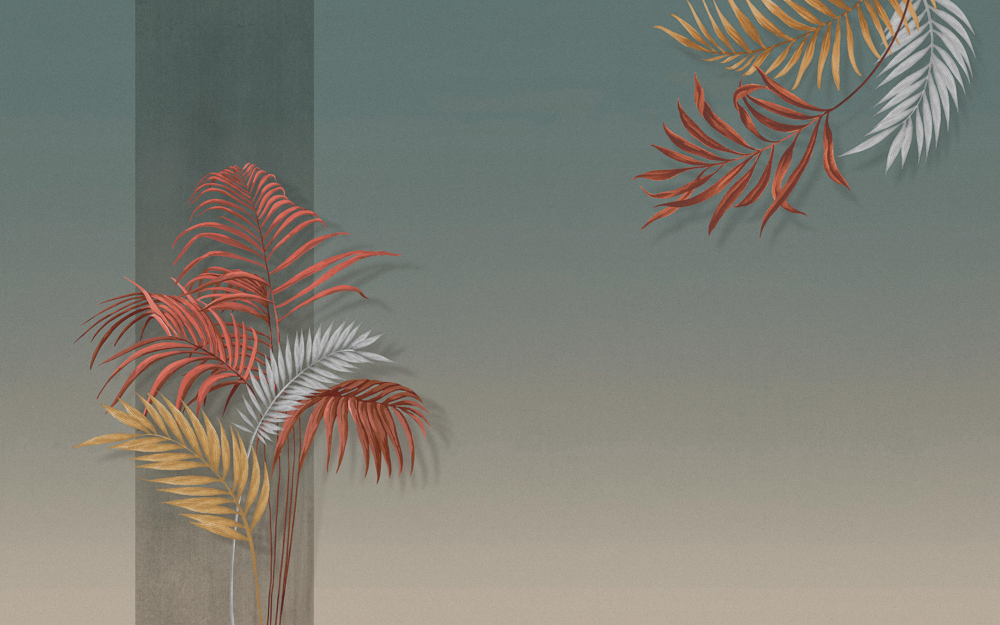 Beetle Inca embroidery-wallpaper wall covering