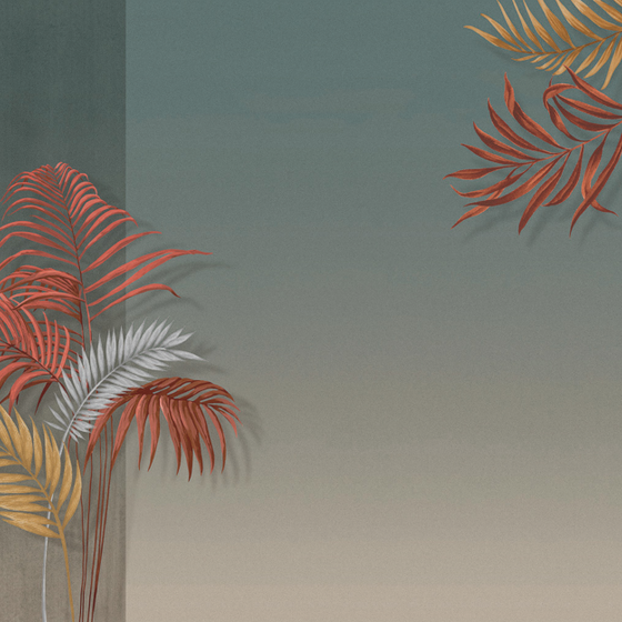 Beetle Inca embroidery-wallpaper wall covering