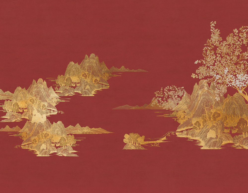 Beetle Inca embroidery-wallpaper wall covering