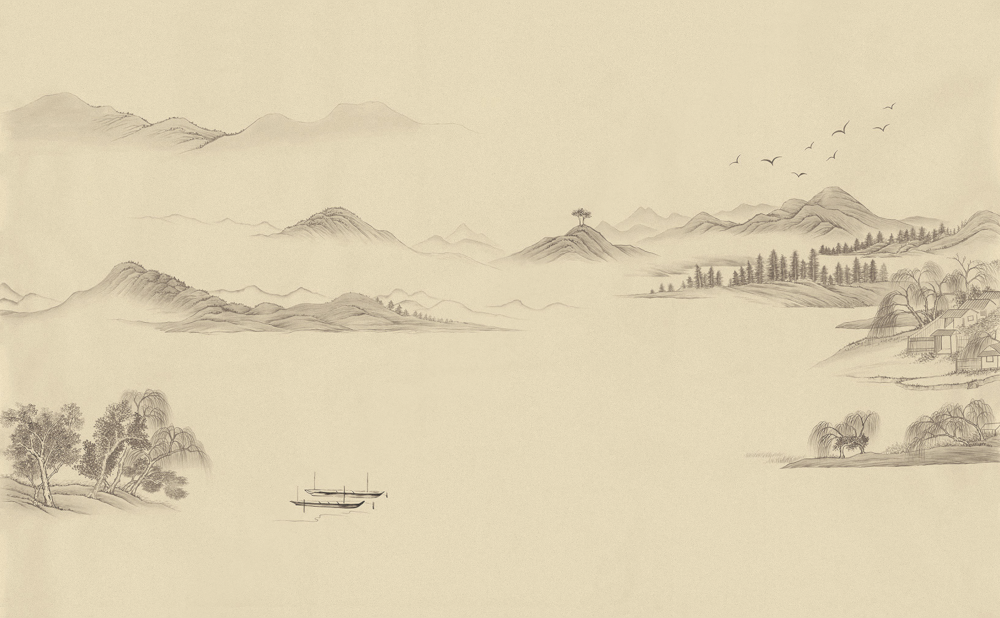 Beetle Mural Chinese Landscape G22001-D Wallpaper Fabric