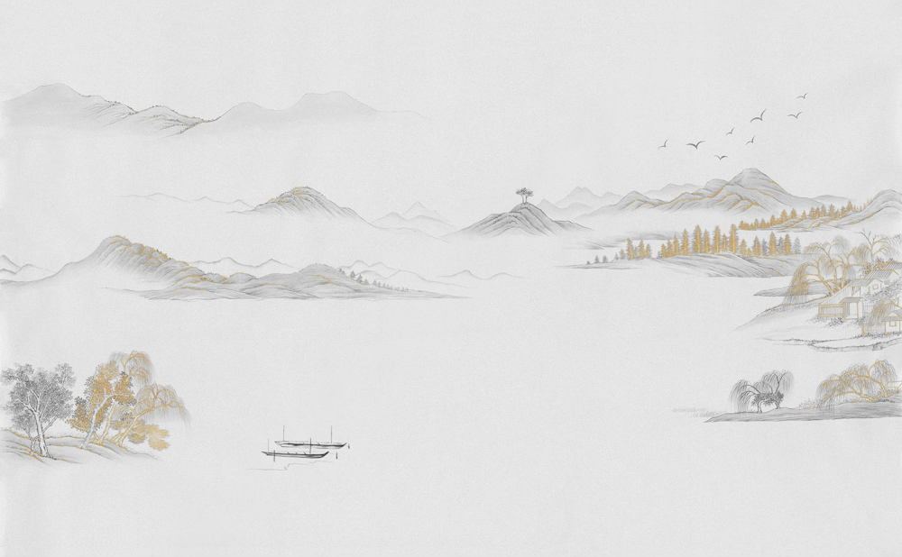 Beetle Mural Chinese Landscape G22001-B Wallpaper Fabric