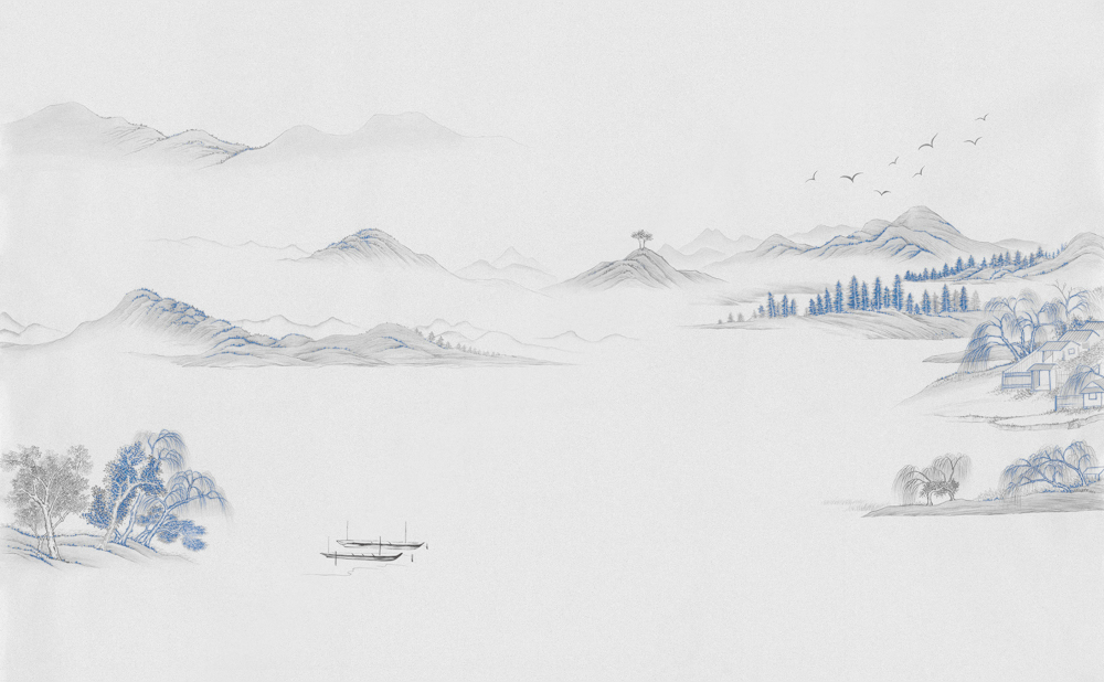 Beetle Mural Chinese Landscape G22001-A Wallpaper Fabric