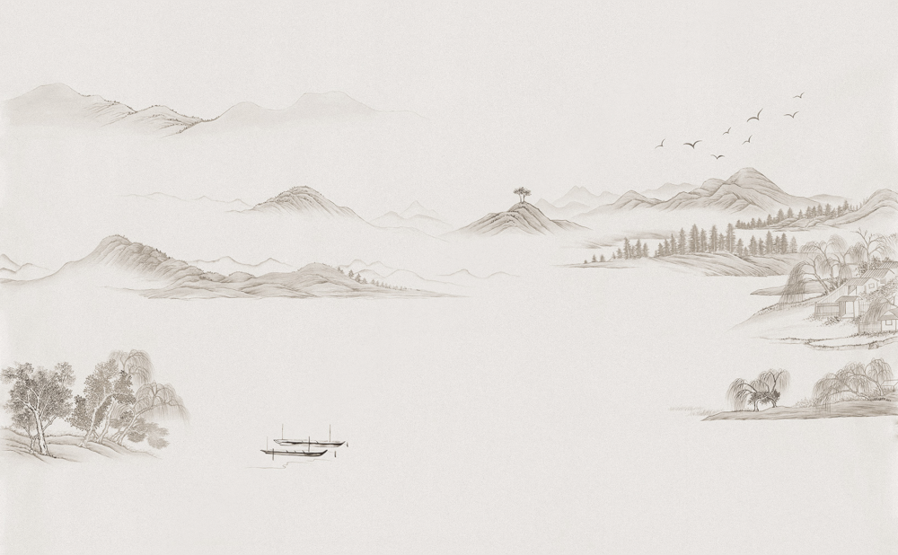 Beetle Mural Chinese Landscape G22001-C Wallpaper Fabric