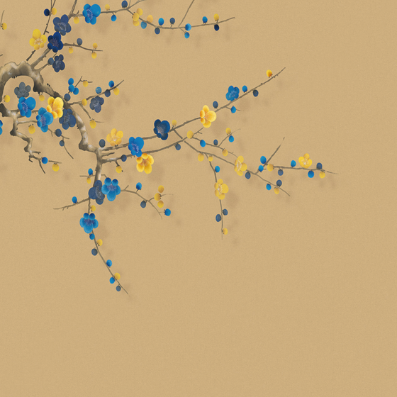 Beetle Inca embroidery-wallpaper wall covering