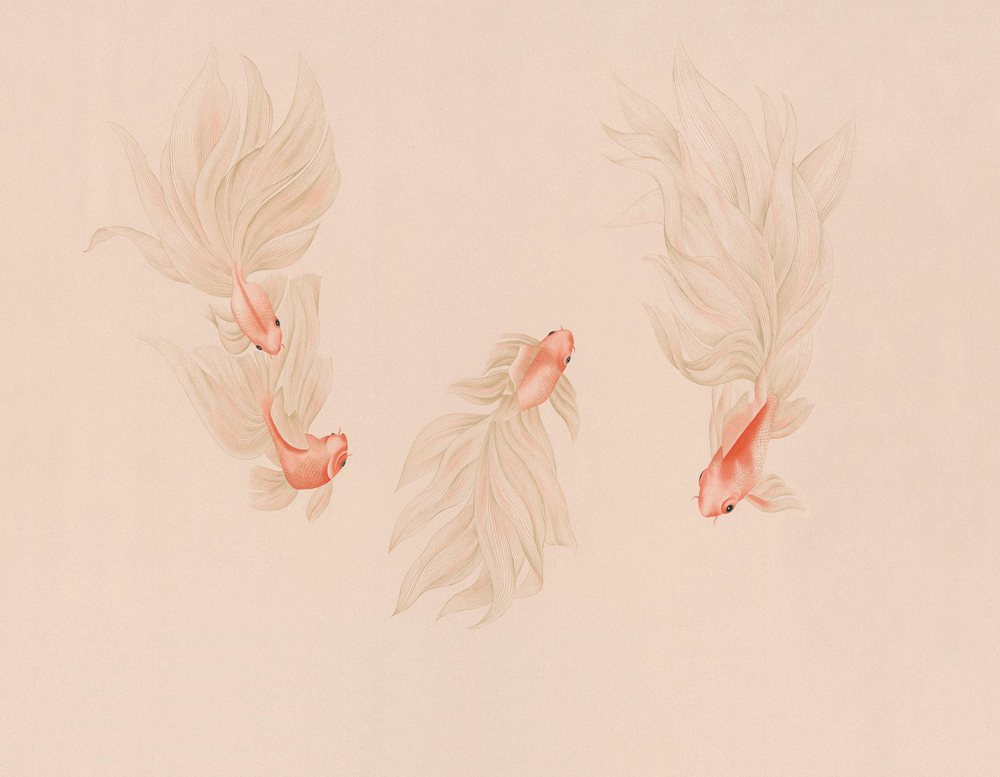 Beetle Inca embroidery-wallpaper wall covering