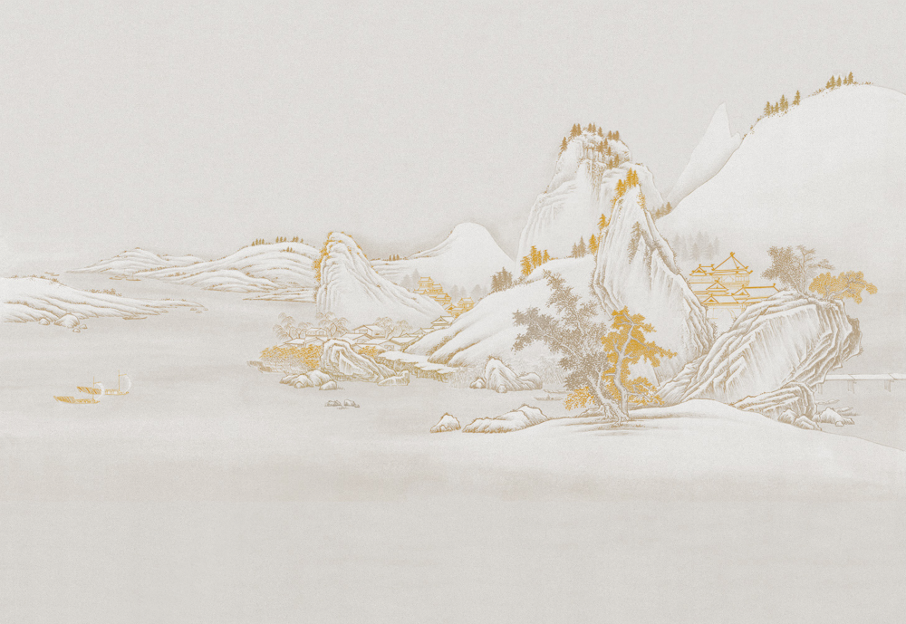 Beetle Mural Chinese Landscape g22003k-c Wallpaper Fabric