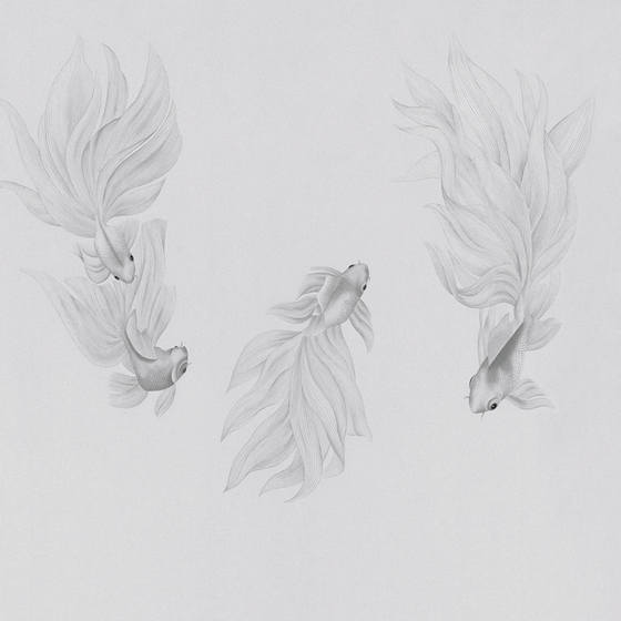 Elegant Beetle Inca Embroidery Wallpaper 3D Model in Gray