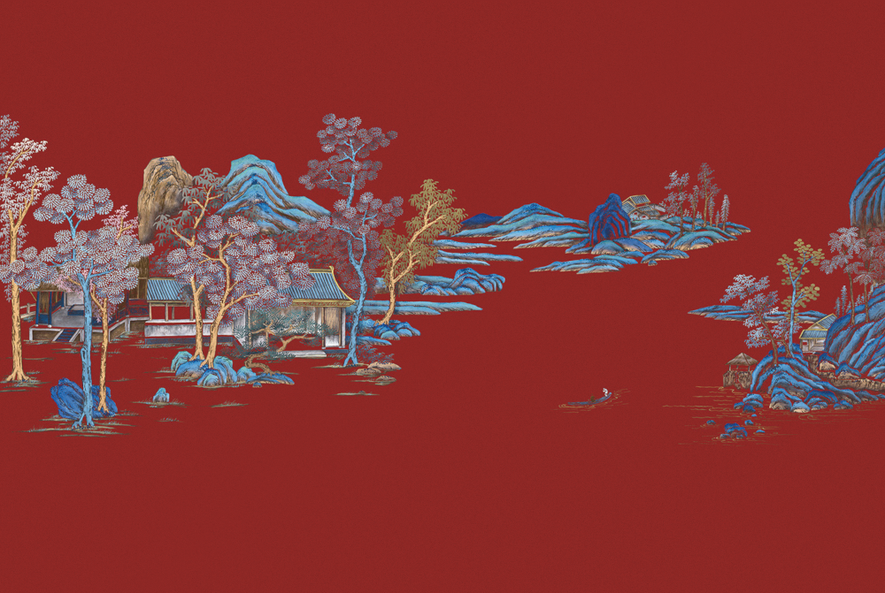 Beetle Mural Chinese Landscape G22007K-C Wallpaper Fabric