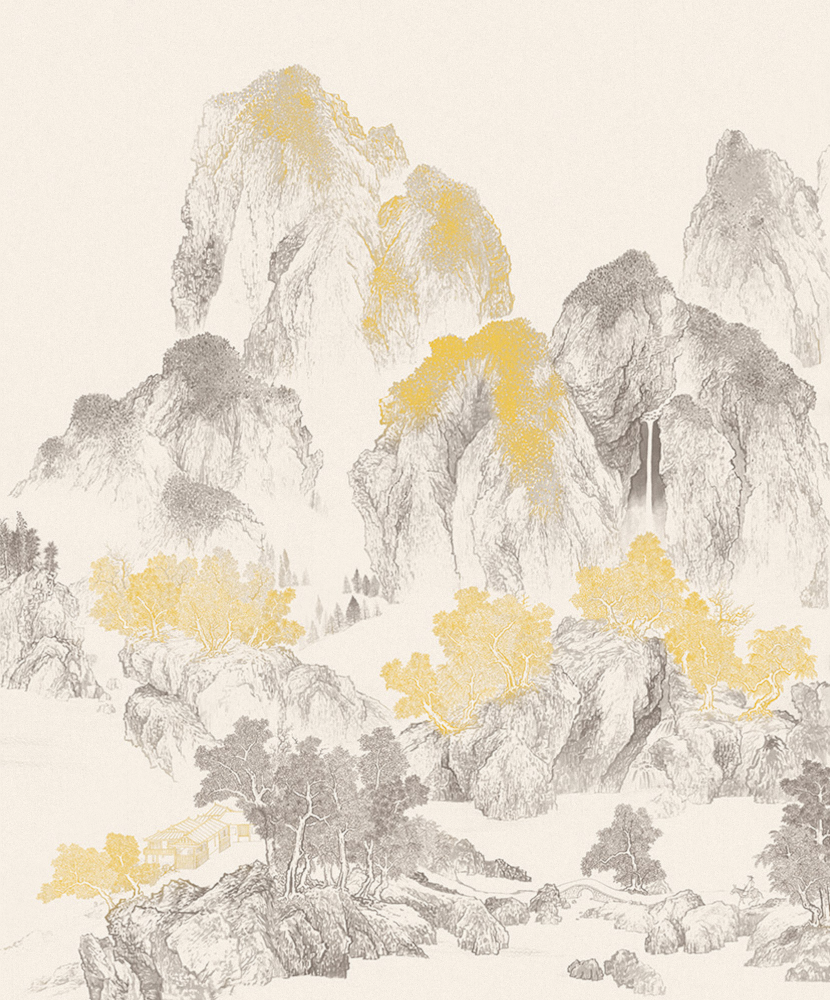 Beetle Mural Chinese Landscape G22008K-C Wallpaper Fabric