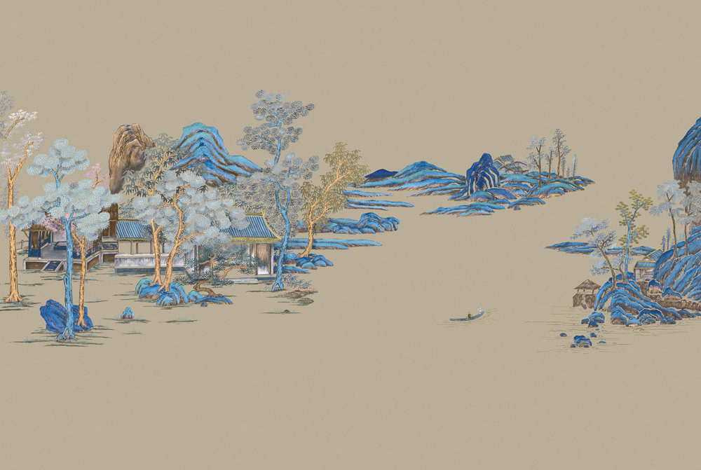 Beetle Mural Chinese Landscape G22007K-E Wallpaper Fabric