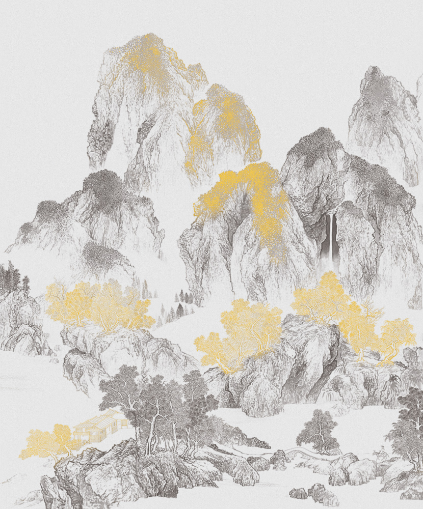 Beetle Mural Chinese Landscape g22008k-d Wallpaper Fabric